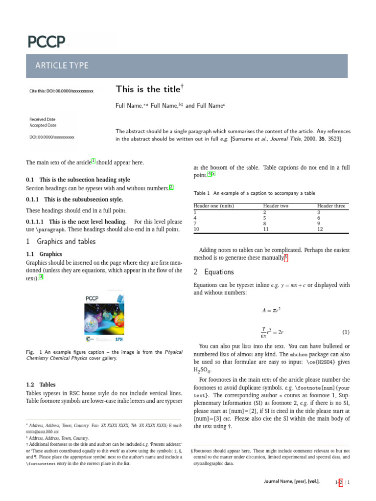 PCCP Author Submission Guidelines | PDF | Publishing