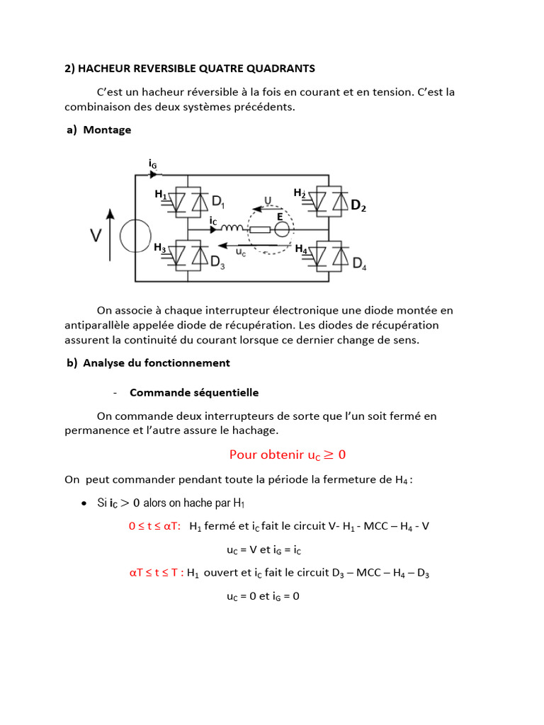 Hacheur Réversible à Quatre Quadrants | PDF | Puissance (physique ...
