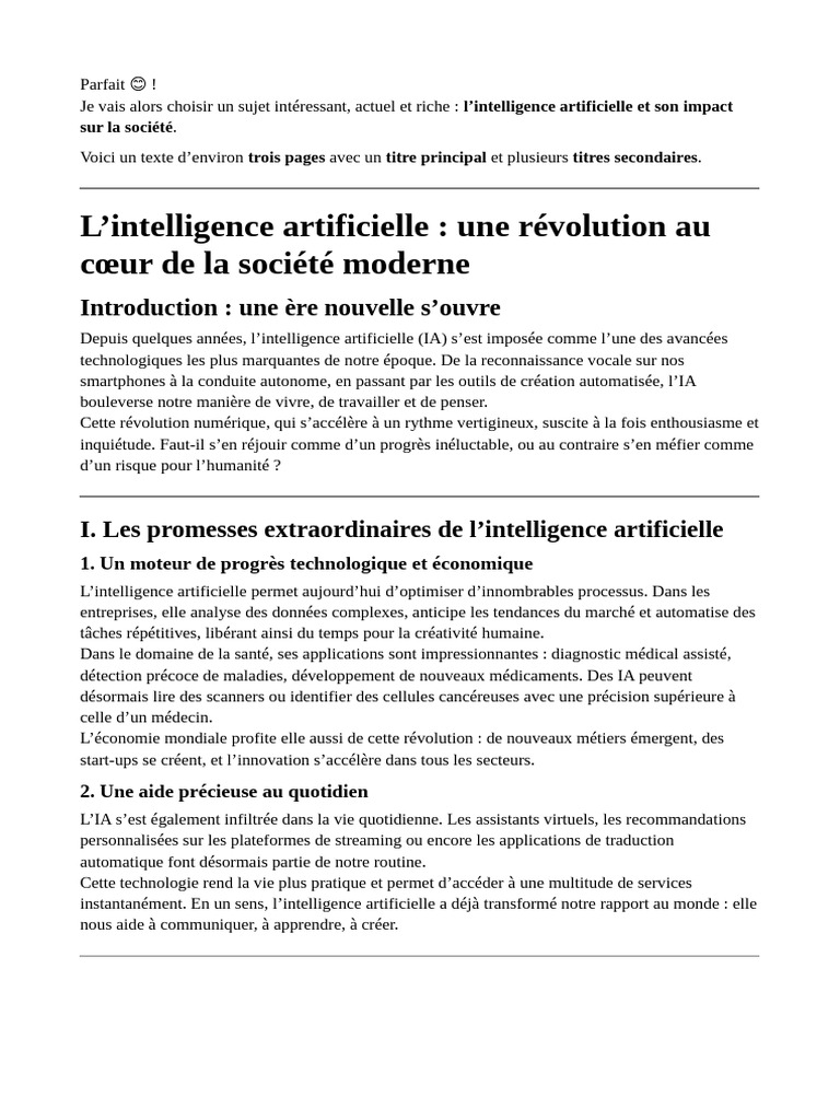 Impact de l'IA sur la société moderne | PDF | Intelligence artificielle ...
