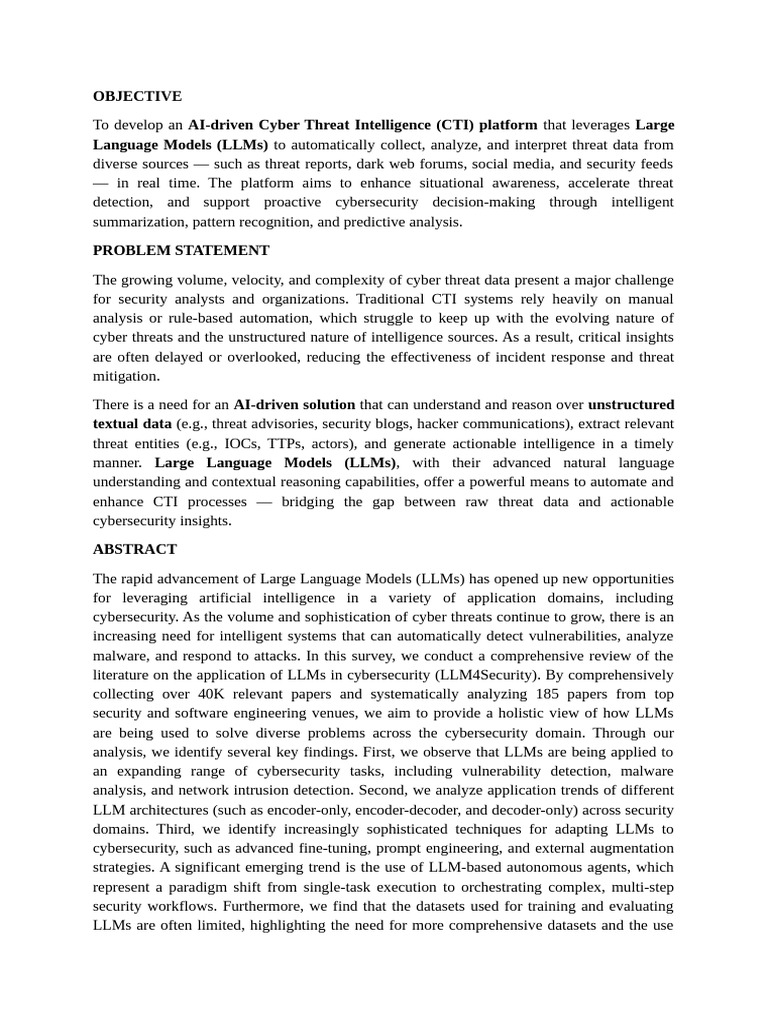 Al-Driven Cyber Threat Intelligence Platform Using Large Language ...