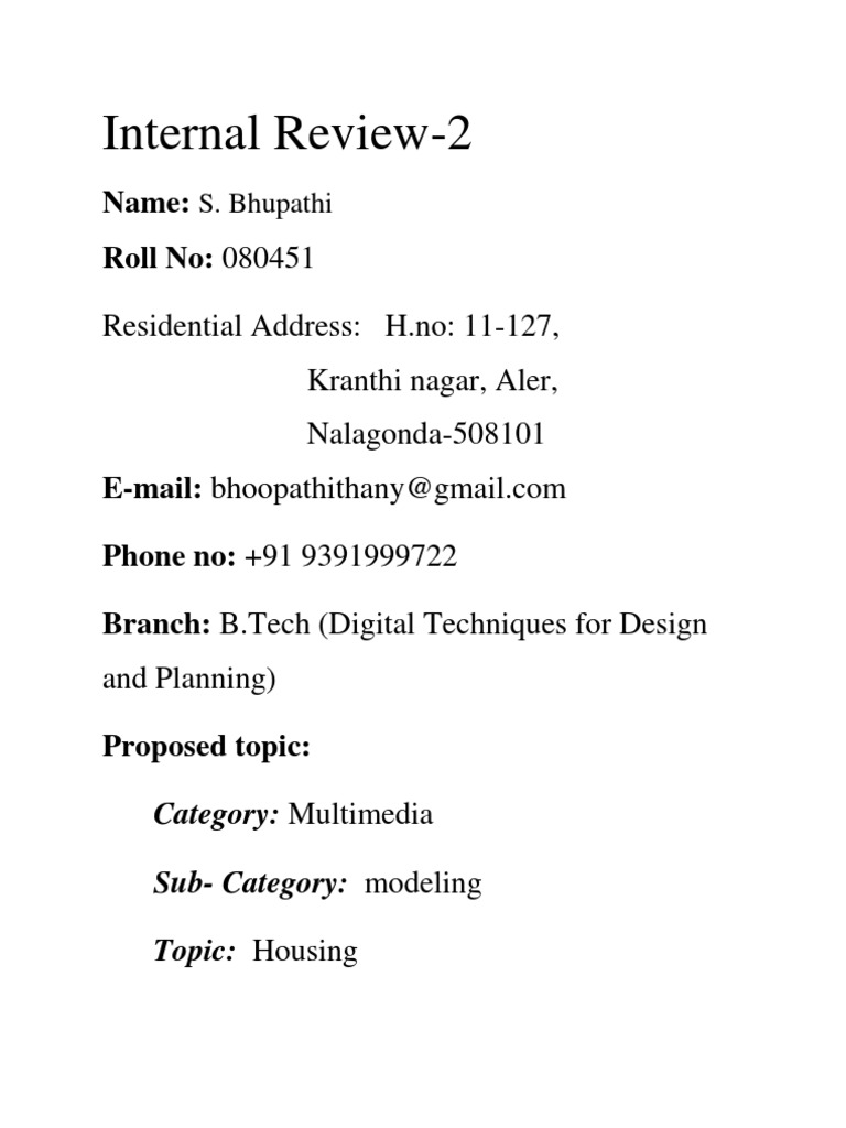 Internal Review2 Name Roll No 080451 PDF Nature