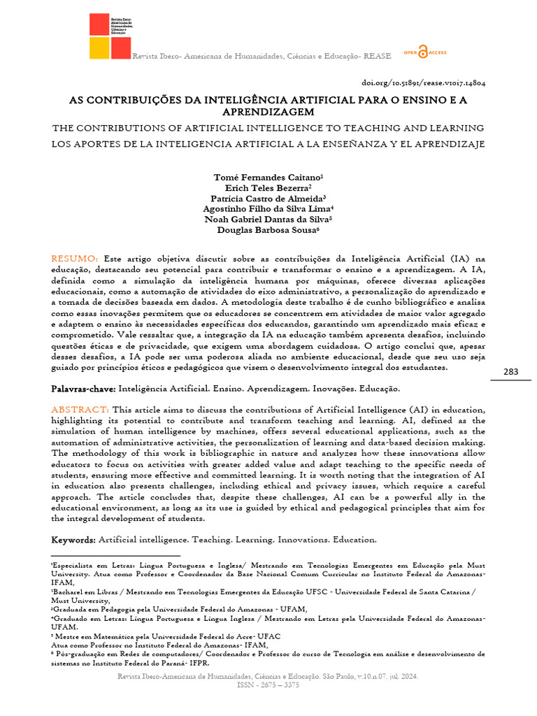 Contribuições da IA na Educação | PDF | Inteligência artificial ...