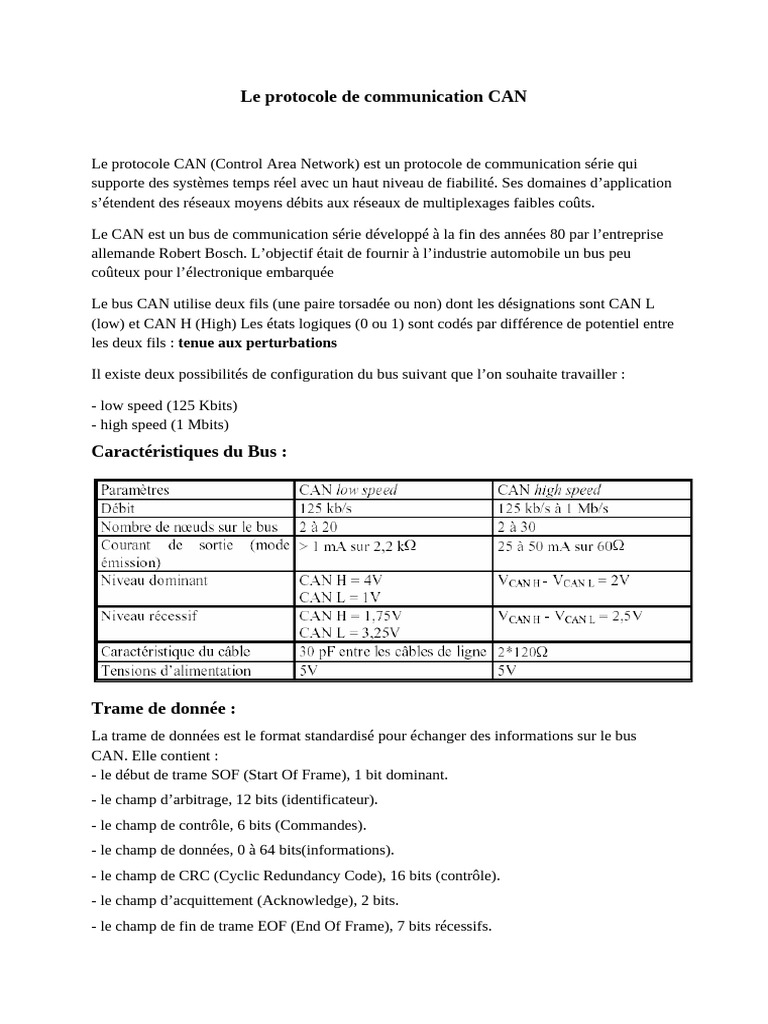 Introduction au protocole CAN | PDF