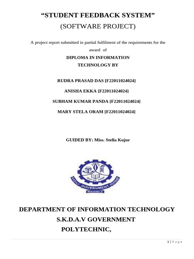 Student Feedback System Project Report | PDF | World Wide Web ...