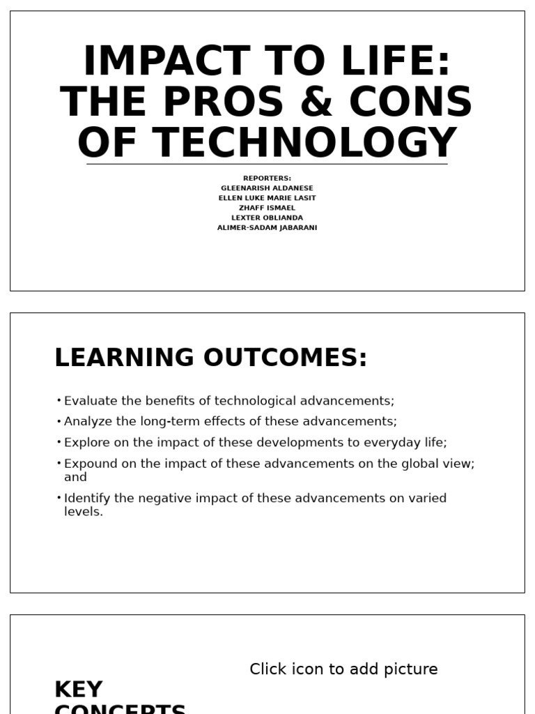 Pros and Cons of Technology Impact | PDF | Educational Technology ...