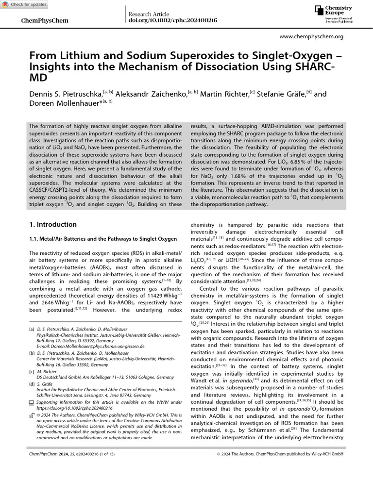 Mechanism of Singlet Oxygen Formation | PDF | Physical Sciences ...