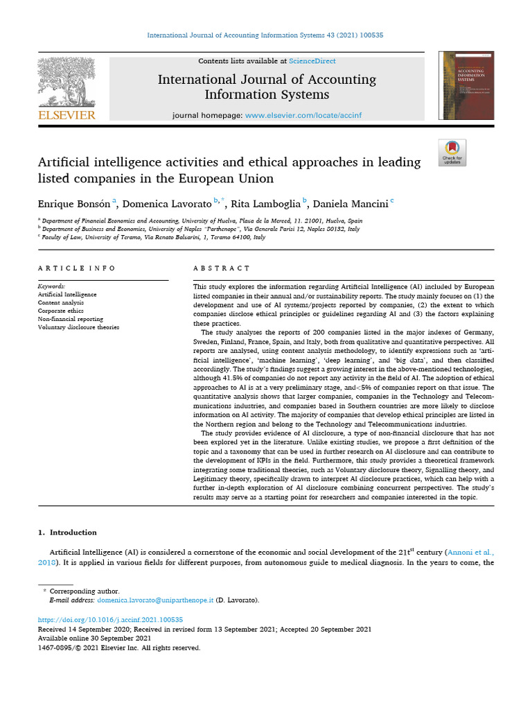 AI Disclosure and Ethics in EU Companies | PDF | Artificial ...