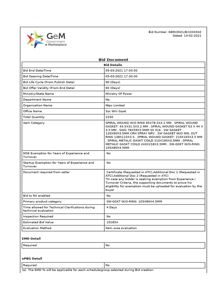 GeM Bidding 2142370 | PDF | Procurement | Prices