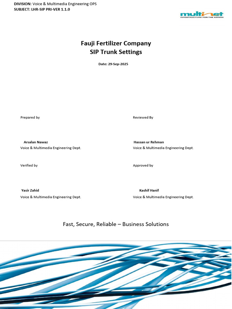 SIP Trunk Configuration Guide for FFC | PDF | Session Initiation ...