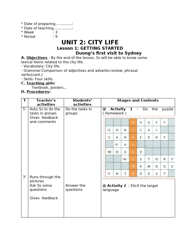 City Life Lesson Plans and Activities | PDF | Adjective | Vocabulary