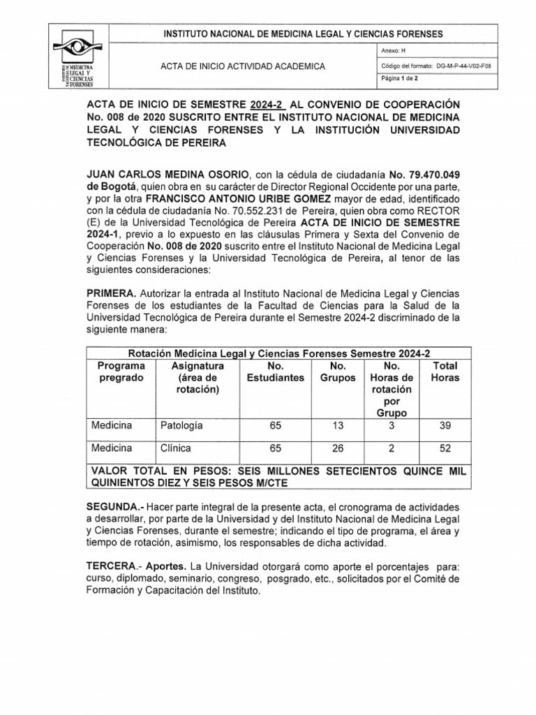 Acta de Inicio 2024-2 UTP | PDF