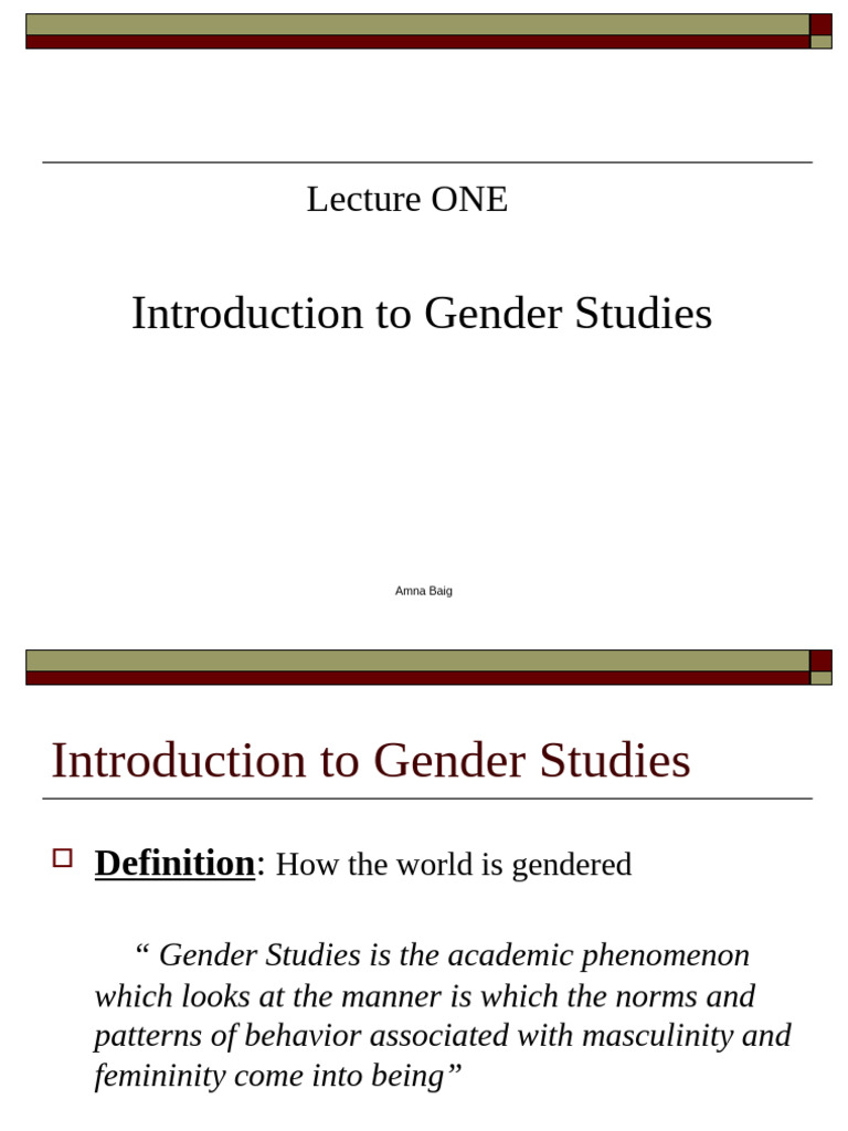Introduction to Gender Studies Overview | PDF | Gender | Gender Studies