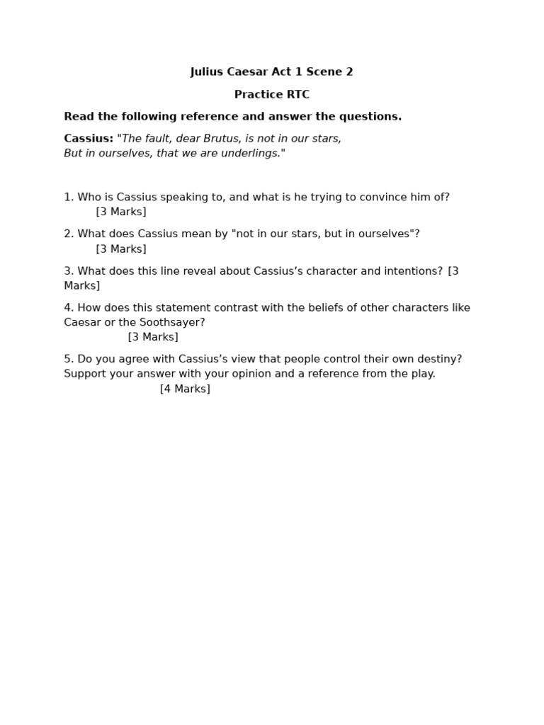 Practice RTC JC Act1 Scene 2 | PDF