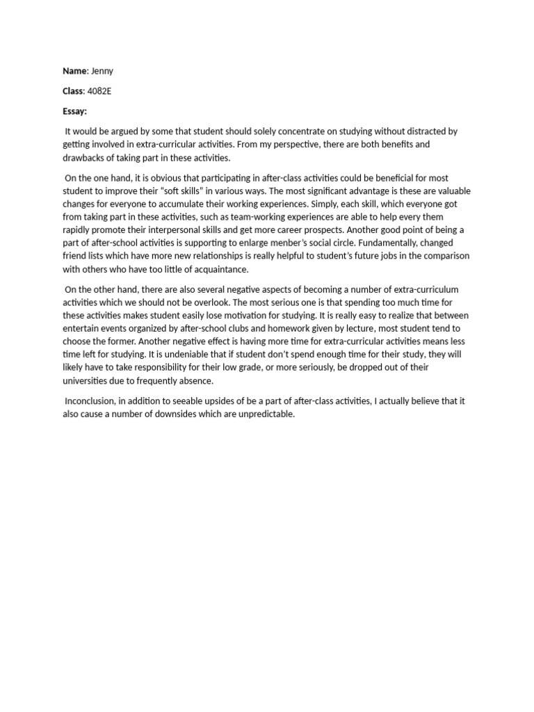 Benefits and Drawbacks of Extracurriculars | PDF