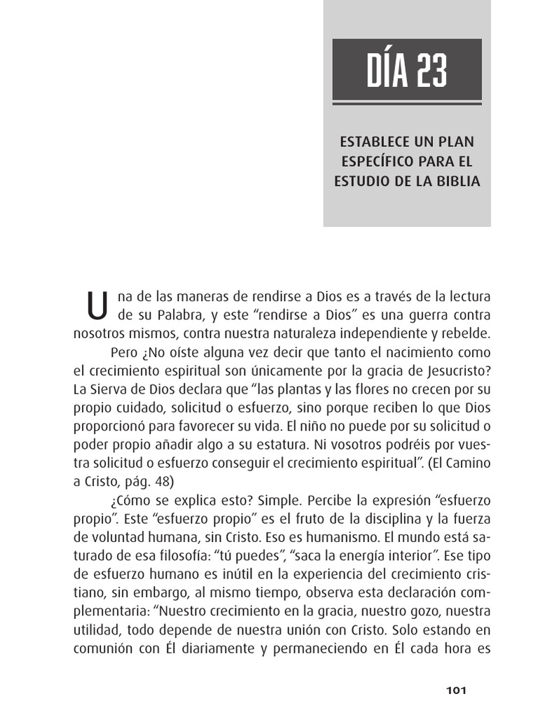 DÍA 23 Establece Un Plan Específico para El Estudio de La Biblia | PDF ...