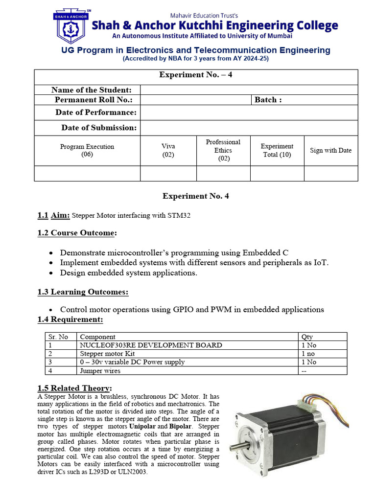 Stepper Motor Interfacing with STM32 | PDF | Electric Motor ...