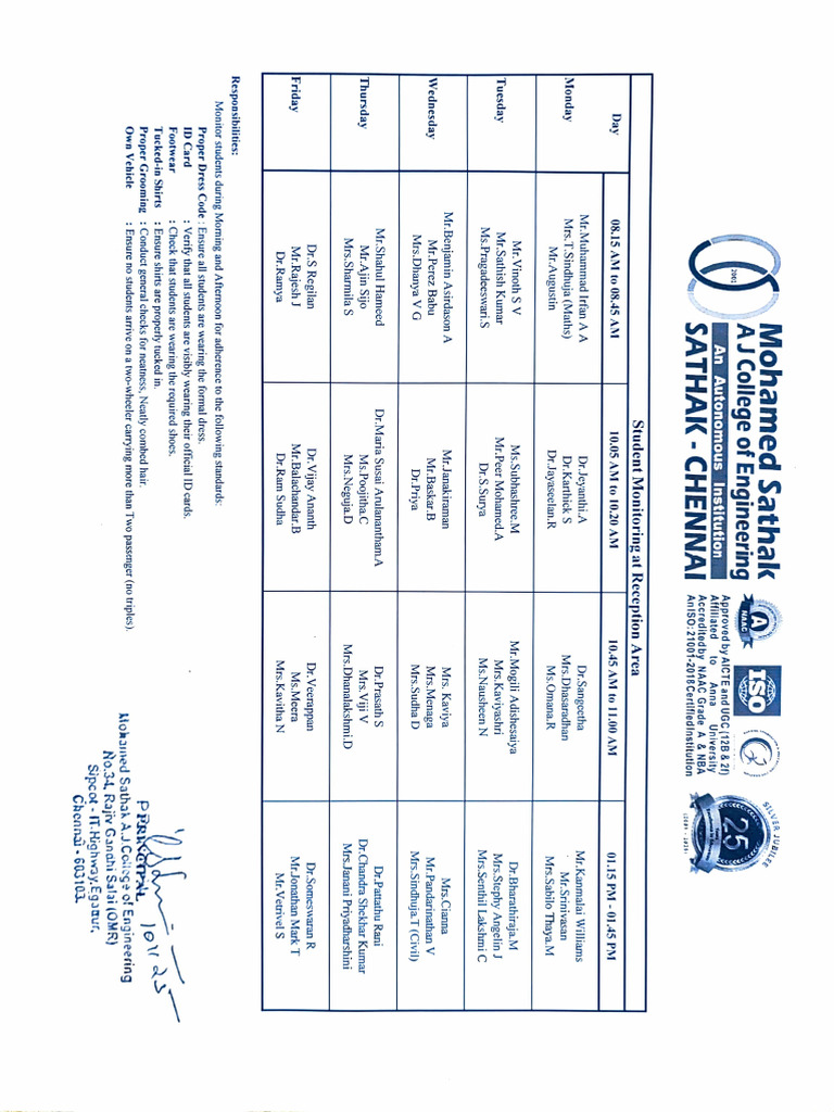 Weekly Student Monitoring Schedule | PDF
