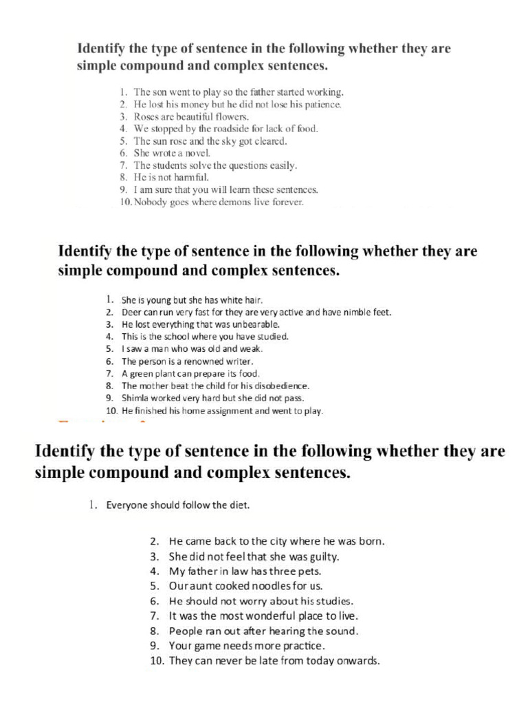 Sentence Structure Exercises: Types & Combinations | PDF
