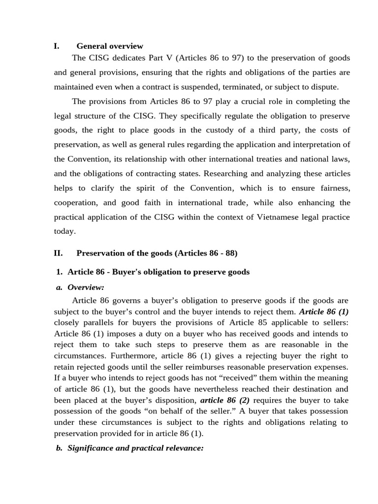CISG Articles 86-97: Goods Preservation Rules | PDF | Justice | Crime ...