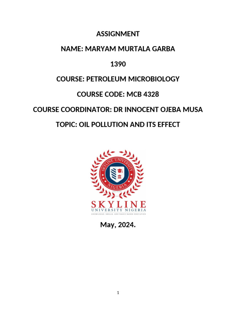 Assignment Maryam | PDF | Climate Change | Oil Spill