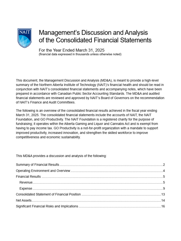 NAIT Financial Overview FY 2025 Analysis | PDF | Expense | Deferral