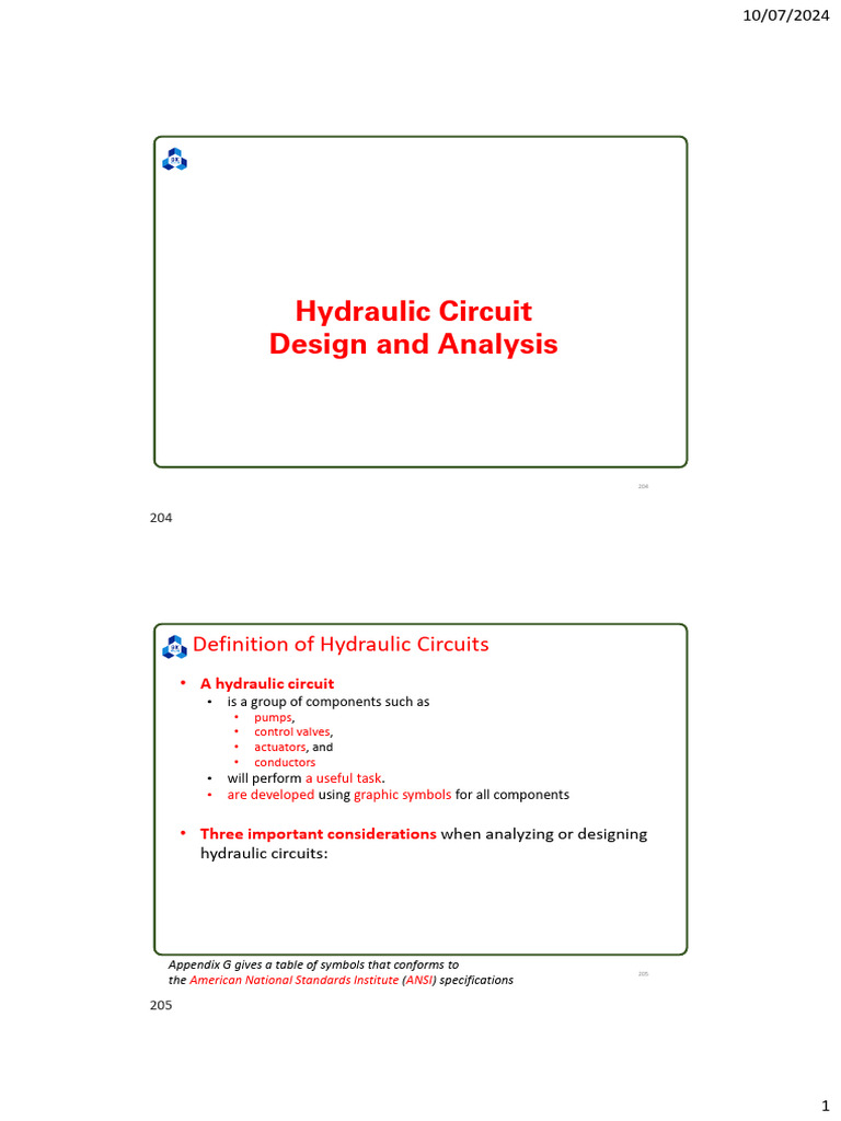 ME3001 Part7 Hydraulic Circuit Design | PDF | Valve | Pump