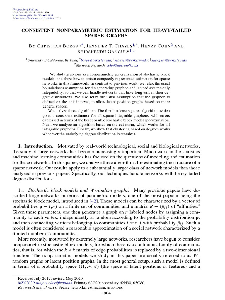 Nonparametric Estimation for Sparse Graphs | PDF | Mathematical ...