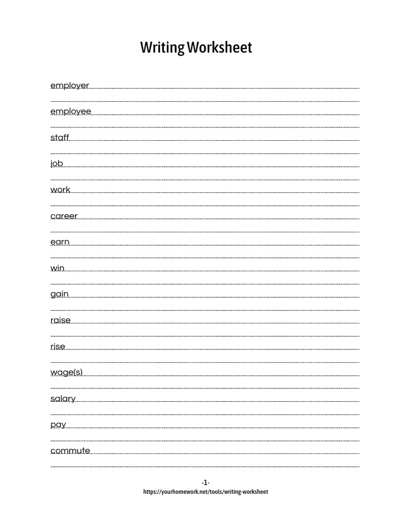 Writing Worksheet (1) | PDF