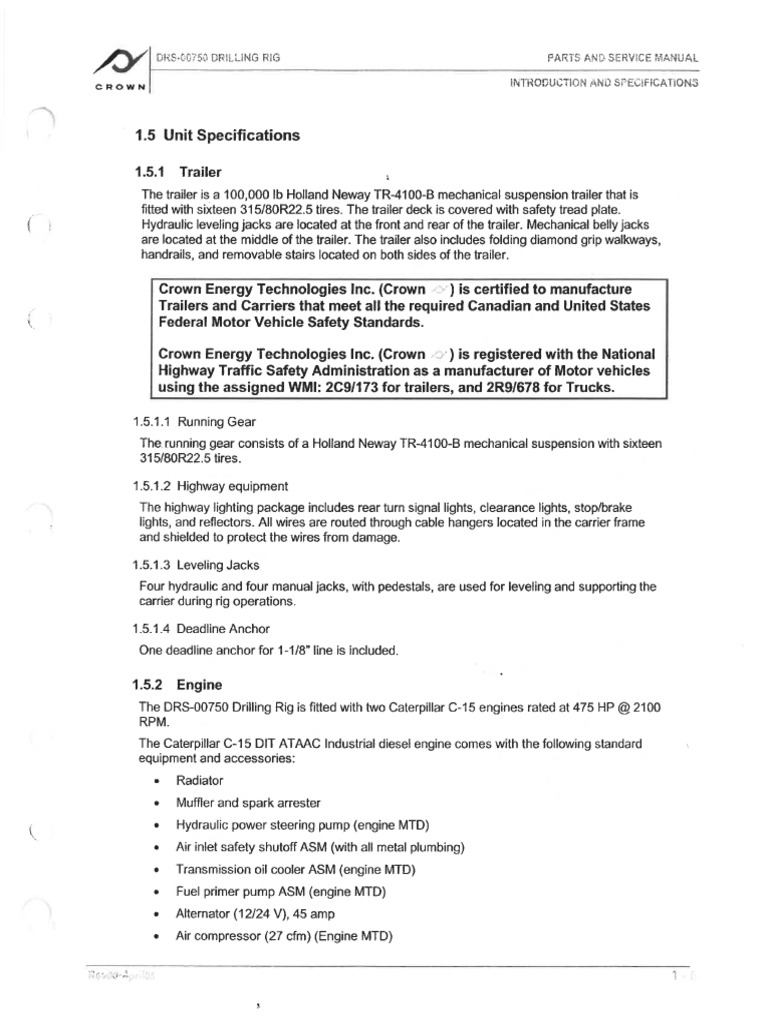 Unit Specifications | PDF