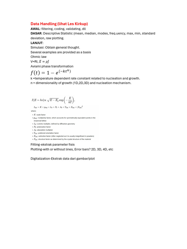 Data Handling and Statistical Analysis | PDF