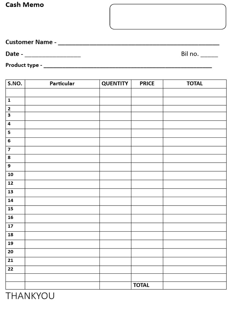 Cash Memo Personal | PDF