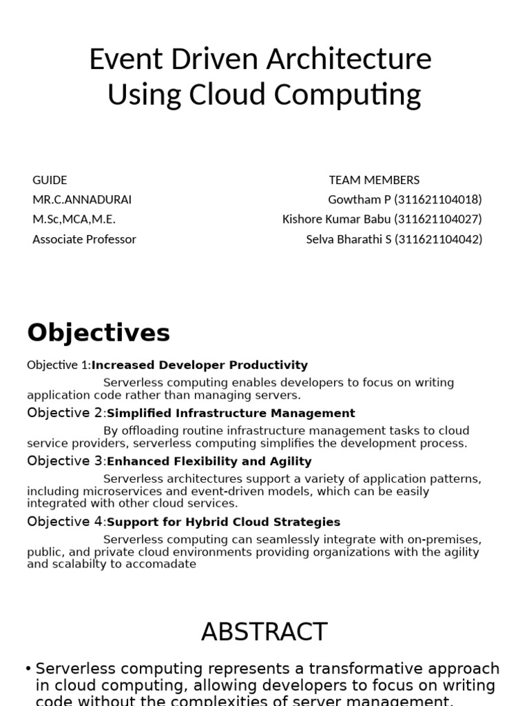 Serverless Computing in Event-Driven Architecture | PDF | Cloud ...
