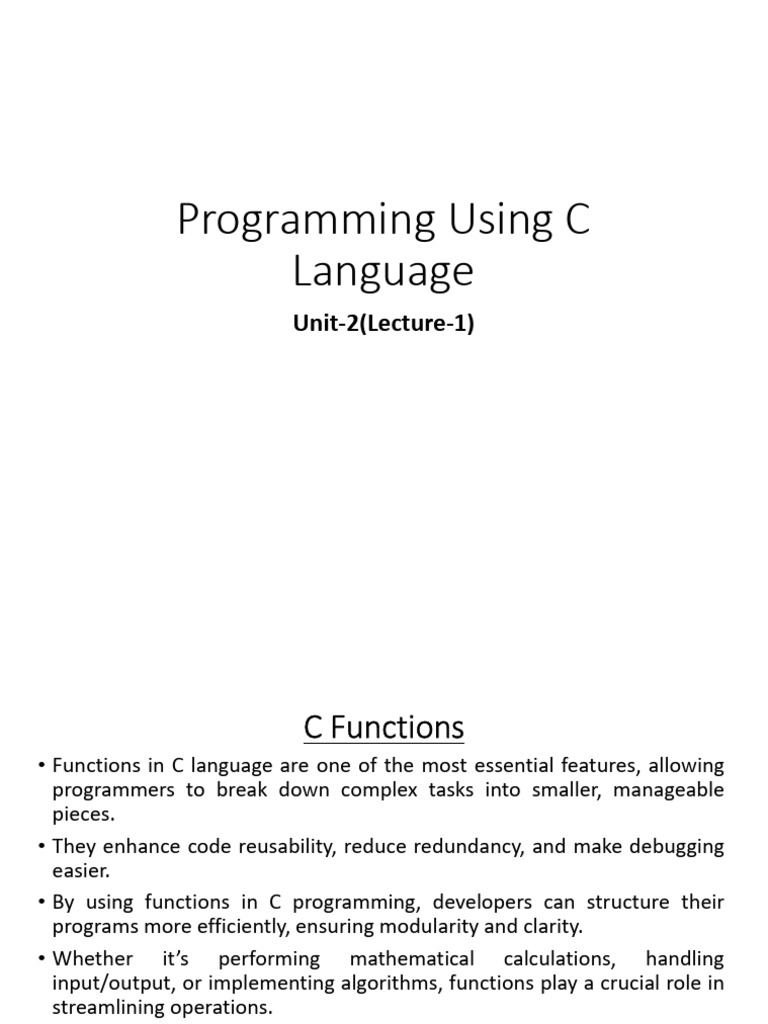 C Functions: Structure and Benefits | PDF | Scope (Computer Science ...