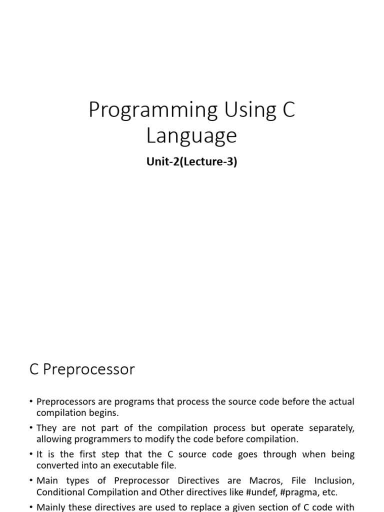 C Preprocessor and Storage Classes Guide | PDF | Pointer (Computer ...
