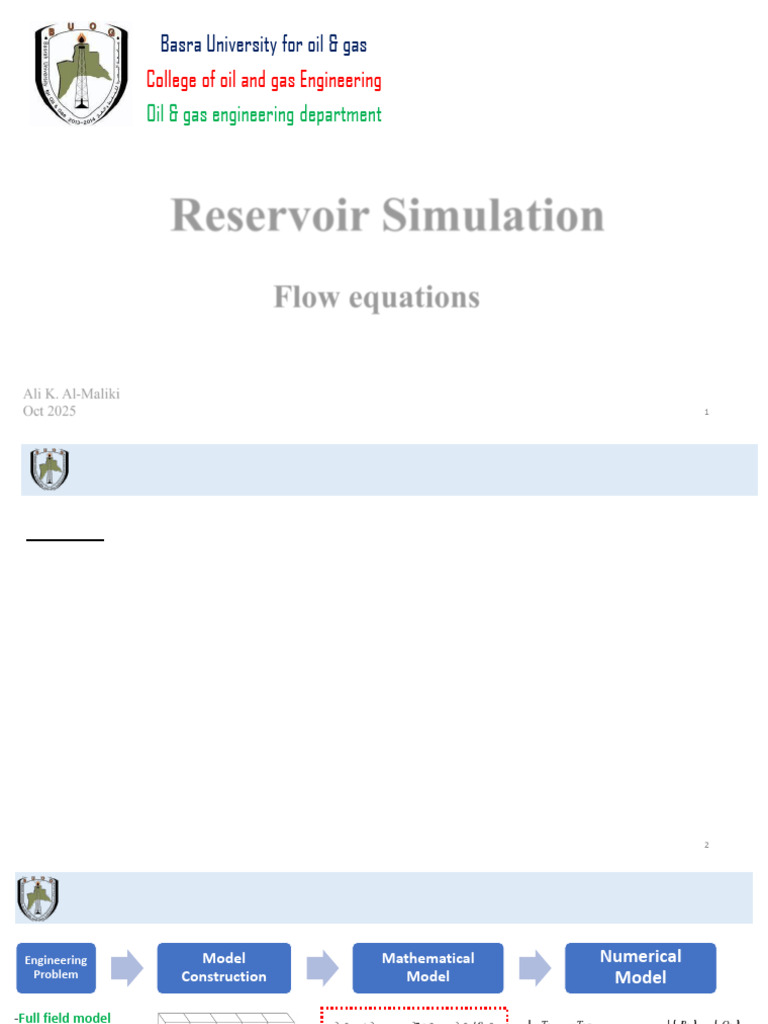 Reservoir Simulation Flow Equations Guide | PDF | Fluid Dynamics | Pressure