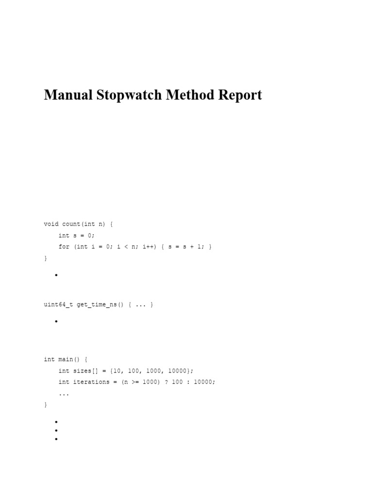 Stopwatch Method for Time Complexity Analysis | PDF