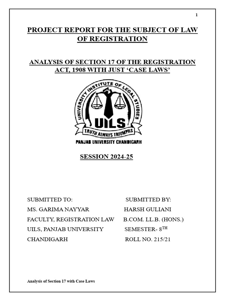 Section 17 Registration Act Analysis | PDF | Deed | Lease