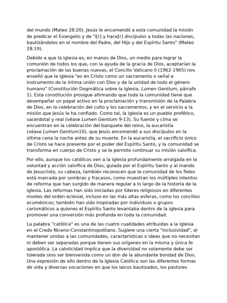 La Misión de la Iglesia Católica | PDF | eucaristía | Cristo (título)