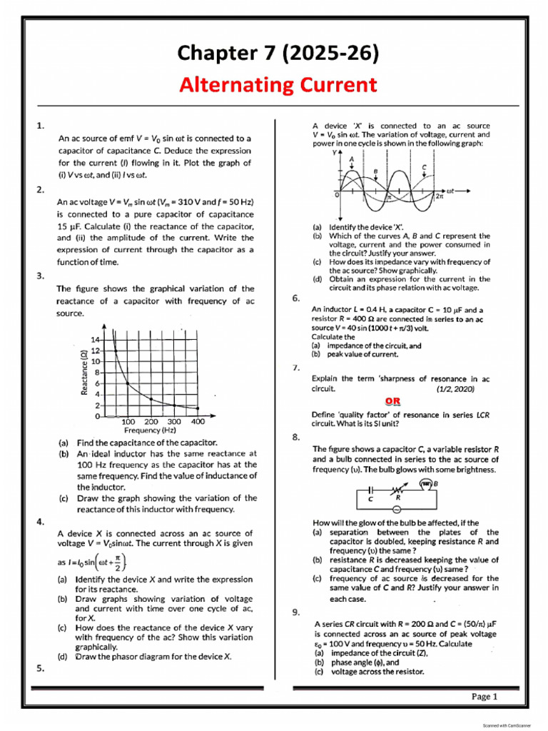 Chap 7 Alternating Current PDF | PDF