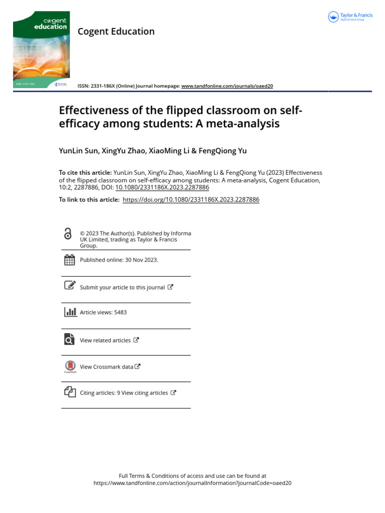 Effectiveness of The Flipped Classroom On Self-Efficacy Among Students ...