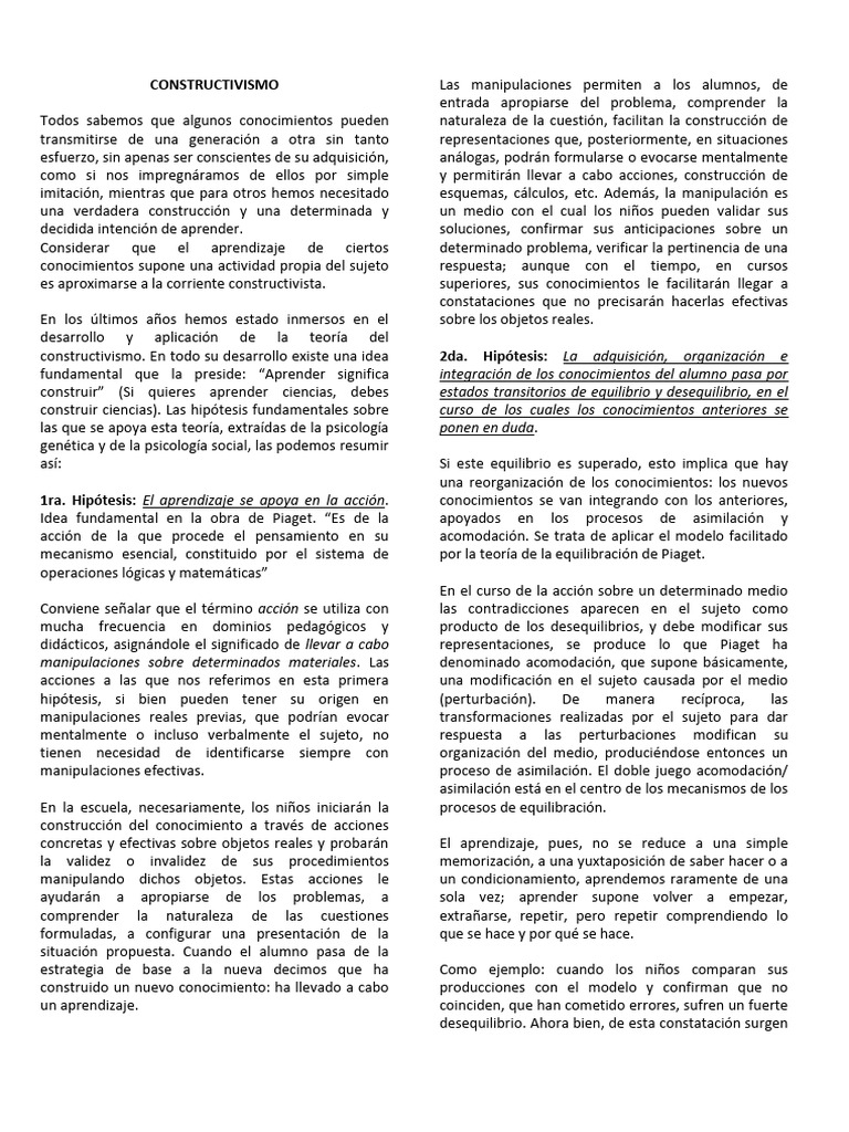 Teoría del Constructivismo en Educación | PDF | Aprendizaje ...