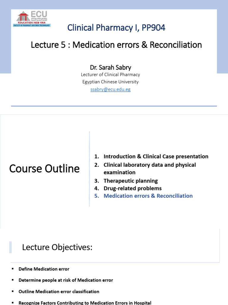 Medication Errors and Reconciliation Guide | PDF | Medical Error | Pharmacy