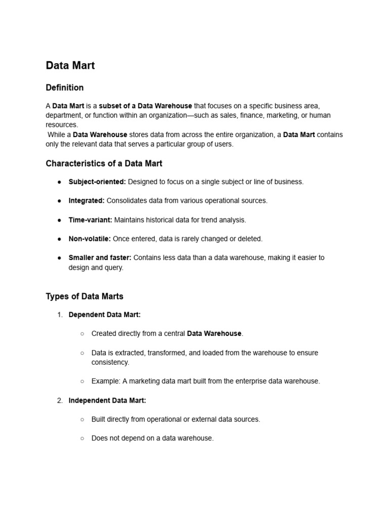 Understanding Data Marts and ETL Process | PDF