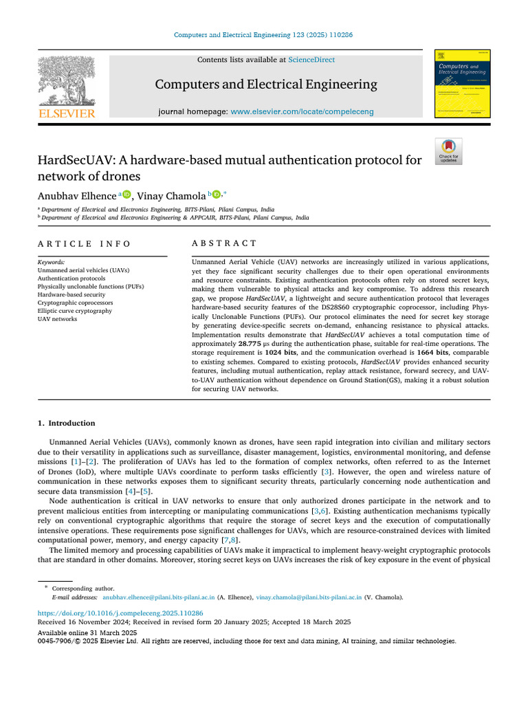 Hardware-Based UAV Authentication Protocol | PDF | Cryptography | Key ...