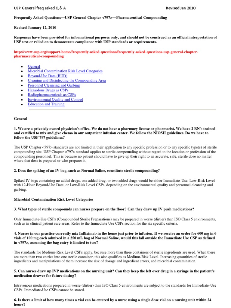 USP General Frequently Asked Questions PDF Sterilization