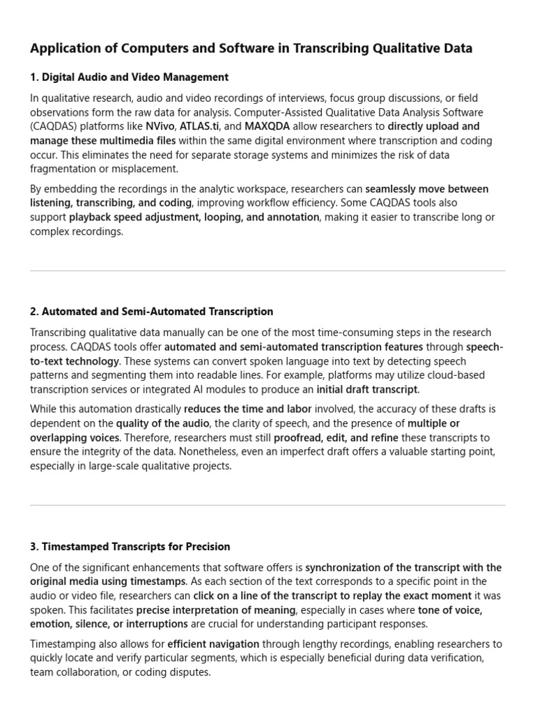 Application of Computers and Software - Transcribing | PDF | Metadata ...