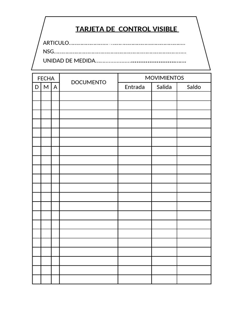 Tarjeta de Control Visible | PDF