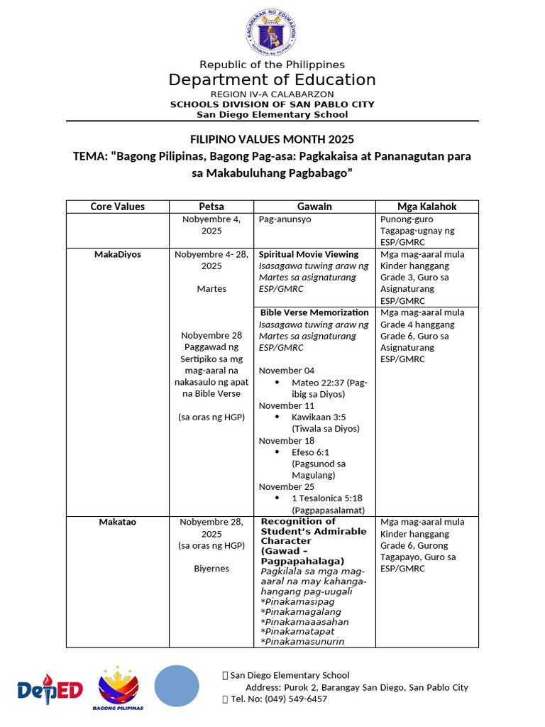 Filipino Values Month 2025 | PDF