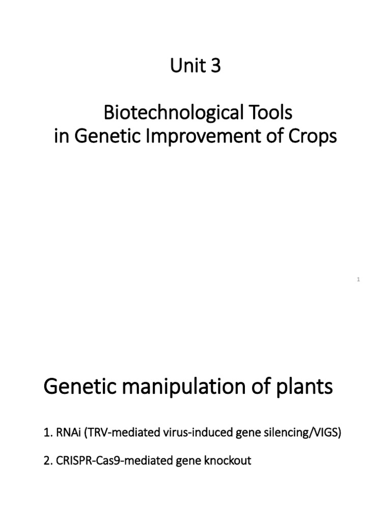 Biotechnological Tools for Crop Improvement | PDF | Single Nucleotide ...