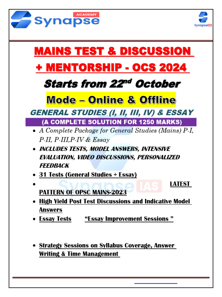 OCS 2024 Mains Test & Discussion Program | PDF | Governance | Agriculture
